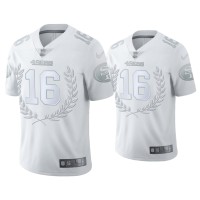 Men San Francisco 49ers #16 MVP Platinum Limited 49ers Joe Montana White Jersey