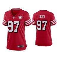 Women San Francisco 49ers #97 Nick Bosa Scarlet 75th Anniversary Jersey