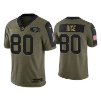 Men San Francisco 49ers #80 Jerry Rice Olive 2021 Salute To Service Limited Jersey