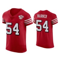 Men San Francisco 49ers #54 75th Anniversary Fred Warner Scarlet Elite Jersey Men San Francisco 49ers #54 75th Anniversary Fred Warner Scarlet Elite Jersey